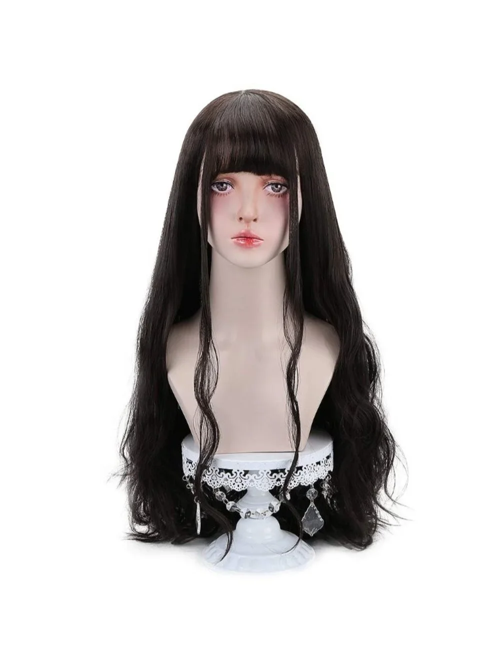Women's Black Natural Long Wavy Cosplay Heat Resistant Synthetic Fiber Wigs